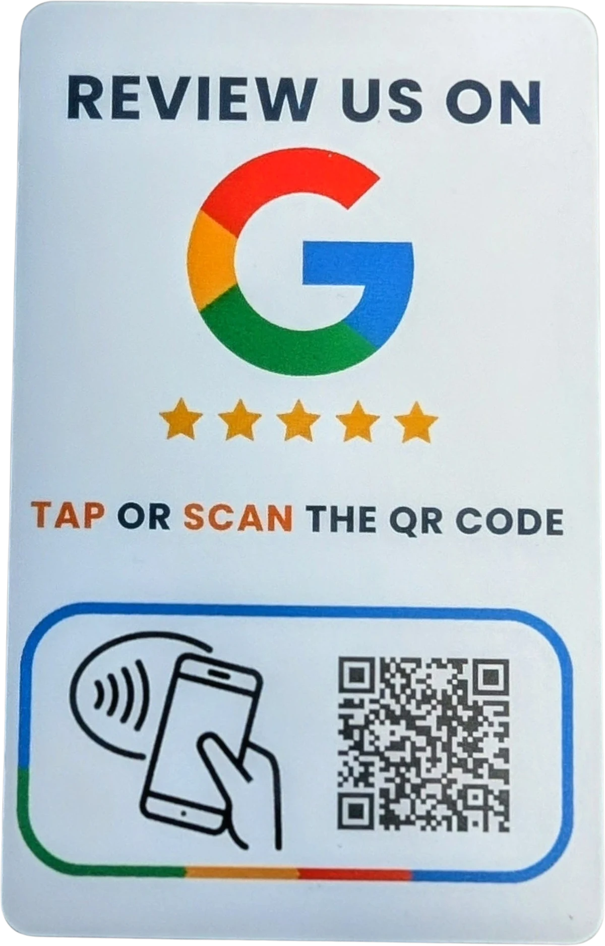 Free Google Tap Card. Review Us On Google with tap or QR code